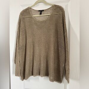 Eileen Fisher Open-Weave Scoop Neck Sweater - Beige